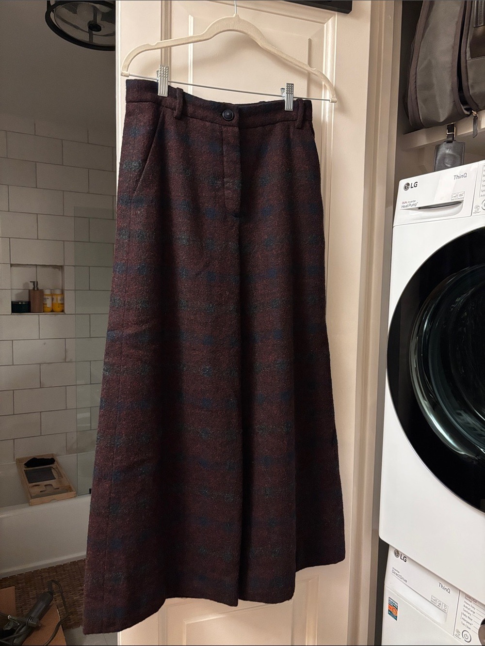 Chanel Plaid Wide Leg Pants Alpaca Silk Lined FR 36 - Picture 3 of 8